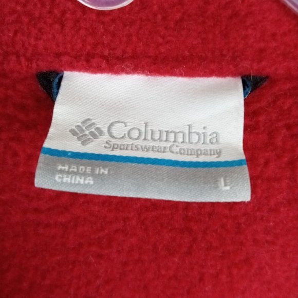 SC Columbia Mens Jacket Fleece Red Embroidered Logo Full Zip Large - Picture 8 of 12